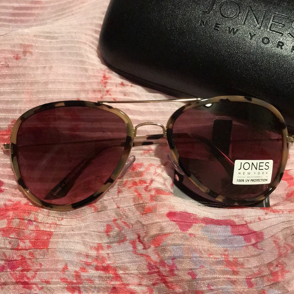 🦉FINAL PRICE🦉 NWT~ JONES NEW YORK TORTOISE AVIATOR SUNGLASSES - Picture 3 of 9